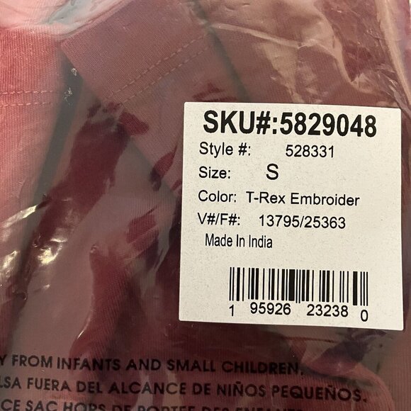 Lands' End Maroon T-Rex Embroidered Long Sleeve Tee Shirt Size S - Picture 6 of 6